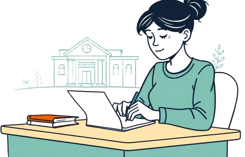 Illustration of a parent writing a formal letter to request an IEP evaluation