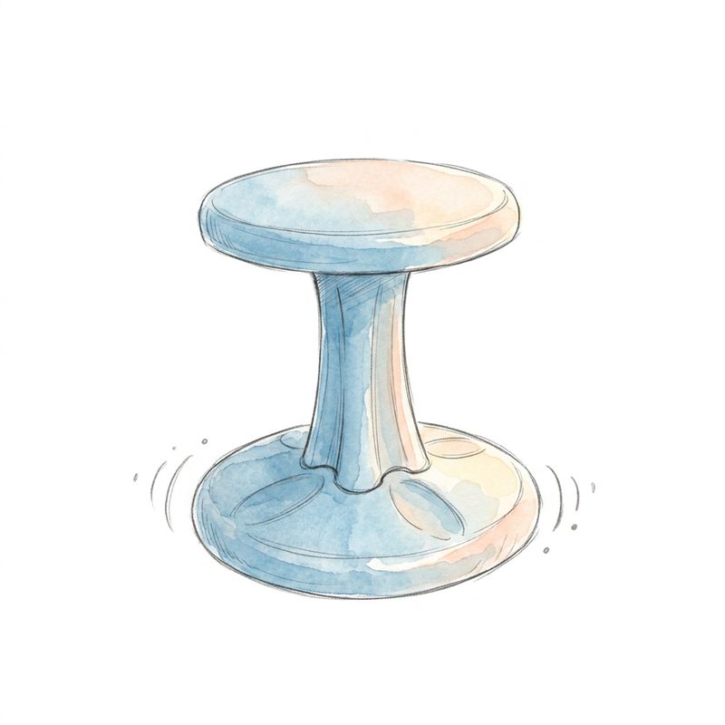 KORE Design Wobble Stool Chair, Girls + Boys Kid Desk Stools, Ergonomic Small Office… — hand-drawn illustration of 5-10 yrs sensory tool for children with ADHD, Autism