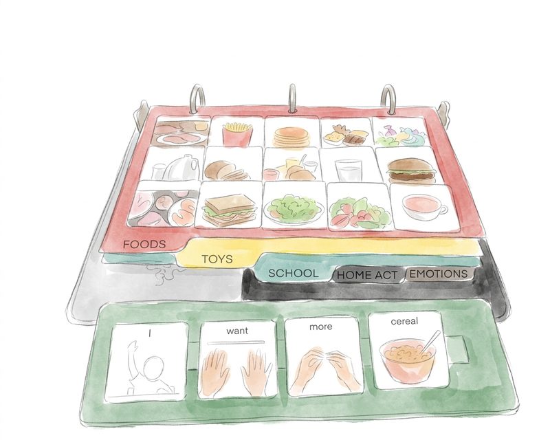 Visual Communication Book,162 ASD Photo Picture Cards: Autism Language Vocabulary,… — hand-drawn illustration of sensory aid for children with Autism