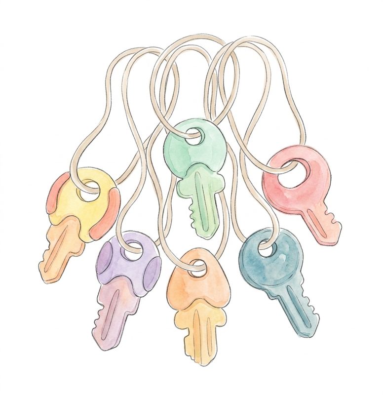 Sensory Chew Necklace for Boys and Girls, 6 Pack Stretch Chewing Necklaces for Kids Sensory Chew Necklace for Boys and Girls, 6 Pack Stretch Chewing Necklaces for Kids — hand-drawn illustration of sensory tool