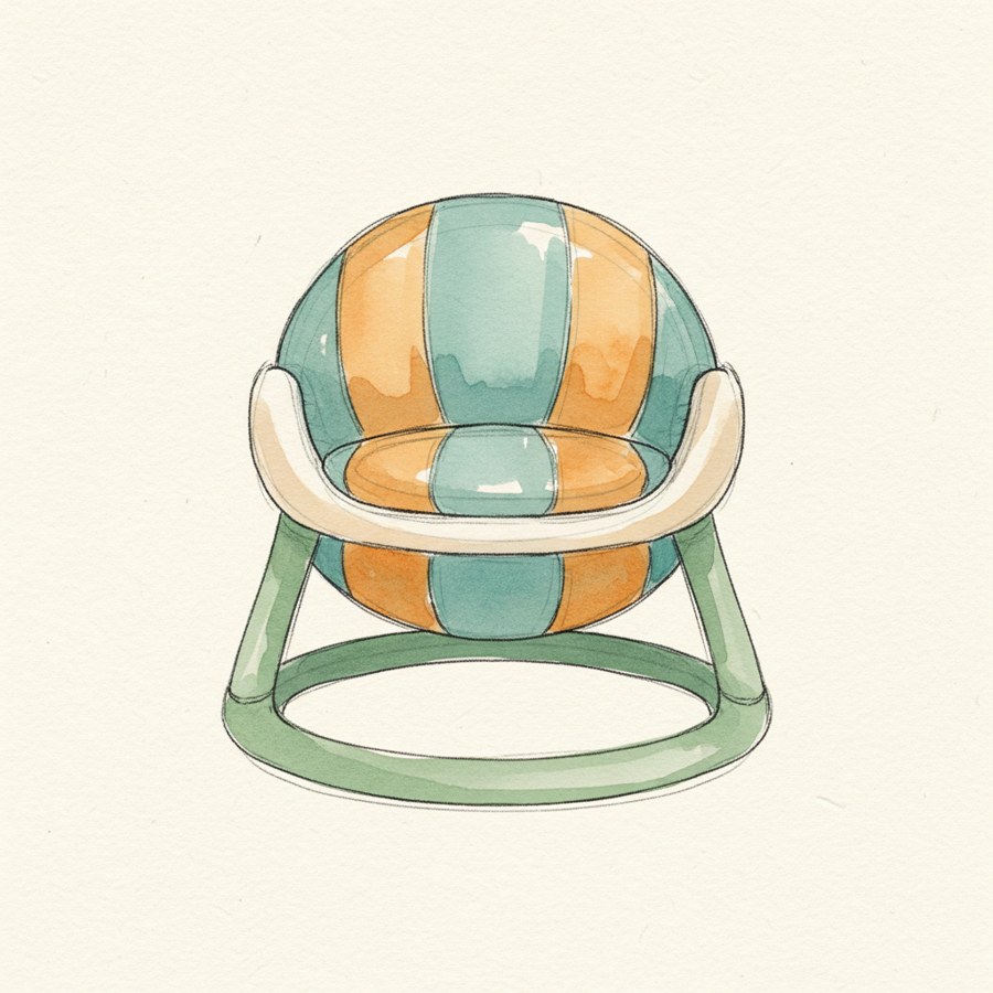 Trideer Yoga Ball Chair for Kids — hand-drawn illustration of ADHD focus tool
