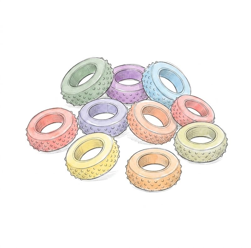 Mr. Pen- Spiky Sensory Rings, 10 Pack, Pastel Colors, Stress Relief Fidget Sensory — hand-drawn illustration of sensory tool for children with ADHD, Autism, SPD