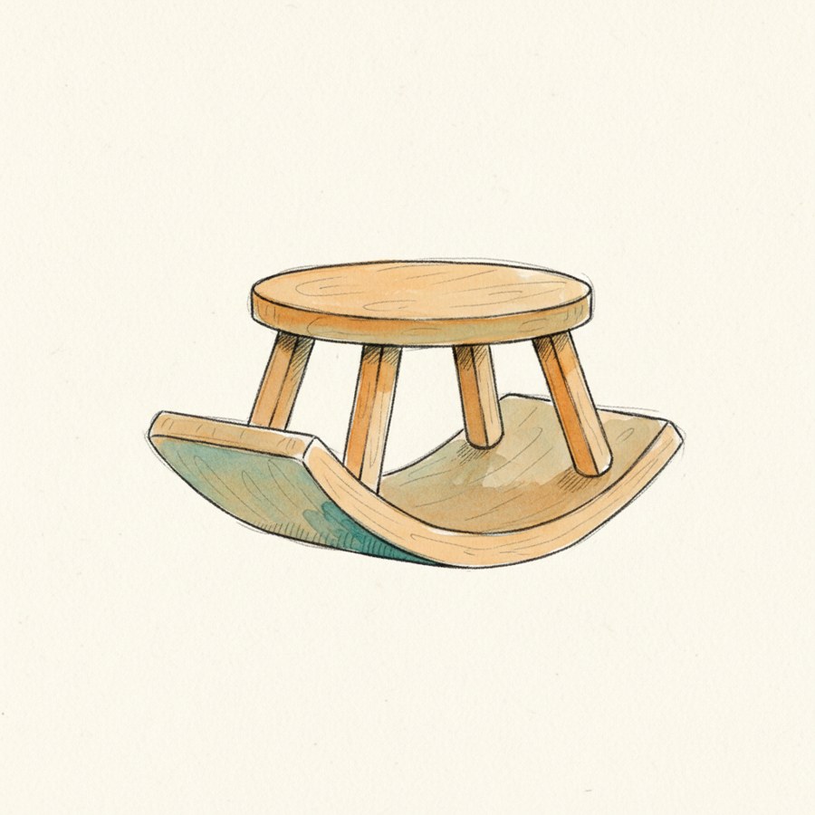 Wobble Stool for Kids Ages 7-12 (Adjustable Height) — hand-drawn illustration of ADHD focus tool
